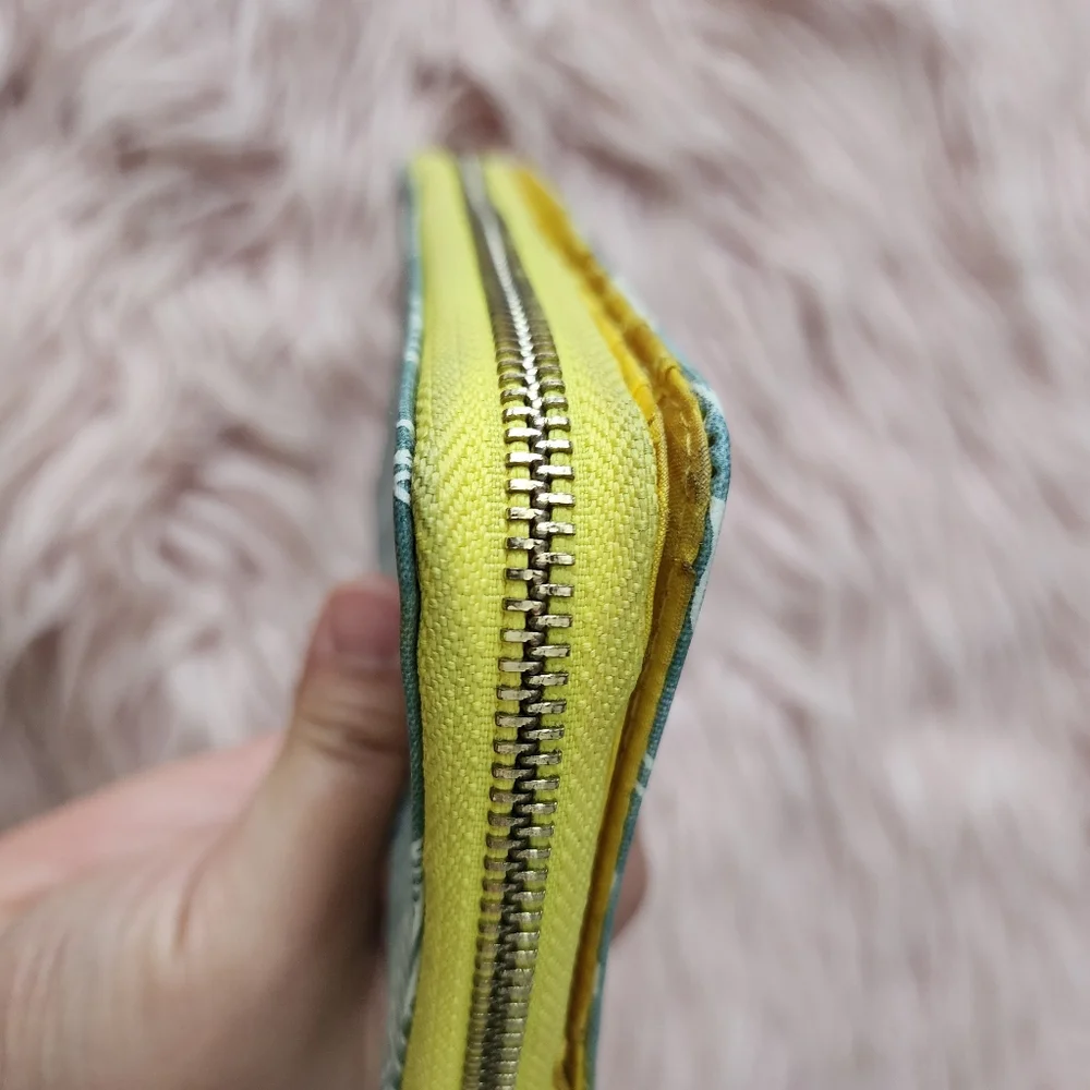 Jana Lam Hawaii wallet bird of paradise coated denim